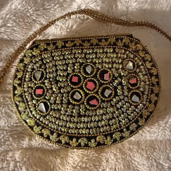 RAMLA Pink Beverly Hills Handmade Mosaic Moroccon Clutch Crossbody Bag $250 - Picture 6 of 12